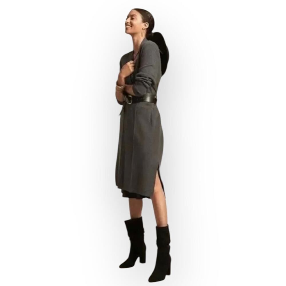 Banana Republic Duster Cardigan Women's Large Charcoal Gray Open Front Pockets